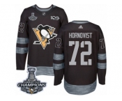Men's Adidas Pittsburgh Penguins #72 Patric Hornqvist Premier Black 1917-2017 100th Anniversary 2017 Stanley Cup Champions NHL Jersey