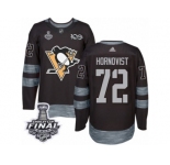 Men's Adidas Pittsburgh Penguins #72 Patric Hornqvist Premier Black 1917-2017 100th Anniversary 2017 Stanley Cup Final NHL Jersey