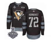 Men's Adidas Pittsburgh Penguins #72 Patric Hornqvist Premier Black 1917-2017 100th Anniversary 2017 Stanley Cup Final NHL Jersey