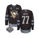 Men's Adidas Pittsburgh Penguins #77 Paul Coffey Premier Black 1917-2017 100th Anniversary 2017 Stanley Cup Final NHL Jersey