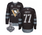 Men's Adidas Pittsburgh Penguins #77 Paul Coffey Premier Black 1917-2017 100th Anniversary 2017 Stanley Cup Final NHL Jersey