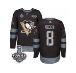 Men's Adidas Pittsburgh Penguins #8 Mark Recchi Premier Black 1917-2017 100th Anniversary 2017 Stanley Cup Final NHL Jersey