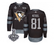 Men's Adidas Pittsburgh Penguins #81 Phil Kessel Premier Black 1917-2017 100th Anniversary 2017 Stanley Cup Final NHL Jersey