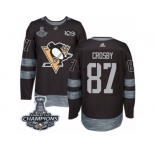 Men's Adidas Pittsburgh Penguins #87 Sidney Crosby Premier Black 1917-2017 100th Anniversary 2017 Stanley Cup Champions NHL Jersey