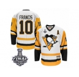 Men's CCM Pittsburgh Penguins #10 Ron Francis Authentic White Throwback 2017 Stanley Cup Final NHL Jersey