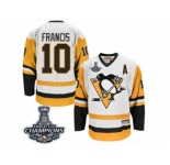Men's CCM Pittsburgh Penguins #10 Ron Francis Premier White Throwback 2017 Stanley Cup Champions NHL Jersey
