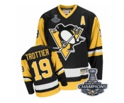 Men's CCM Pittsburgh Penguins #19 Bryan Trottier Authentic Black Throwback 2017 Stanley Cup Champions NHL Jersey