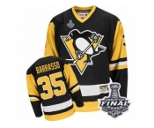 Men's CCM Pittsburgh Penguins #35 Tom Barrasso Authentic Black Throwback 2017 Stanley Cup Final NHL Jersey