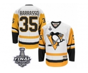 Men's CCM Pittsburgh Penguins #35 Tom Barrasso Authentic White Throwback 2017 Stanley Cup Final NHL Jersey