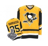 Men's CCM Pittsburgh Penguins #35 Tom Barrasso Authentic Yellow Throwback 2017 Stanley Cup Final NHL Jersey