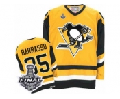 Men's CCM Pittsburgh Penguins #35 Tom Barrasso Authentic Yellow Throwback 2017 Stanley Cup Final NHL Jersey