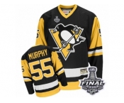 Men's CCM Pittsburgh Penguins #55 Larry Murphy Authentic Black Throwback 2017 Stanley Cup Final NHL Jersey