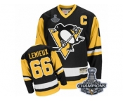 Men's CCM Pittsburgh Penguins #66 Mario Lemieux Premier Black Throwback 2017 Stanley Cup Champions NHL Jersey