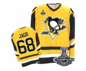 Men's CCM Pittsburgh Penguins #68 Jaromir Jagr Premier Yellow Throwback 2017 Stanley Cup Champions NHL Jersey