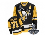 Men's CCM Pittsburgh Penguins #71 Evgeni Malkin Authentic Black Throwback 2017 Stanley Cup Champions NHL Jersey
