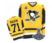 Men's CCM Pittsburgh Penguins #71 Evgeni Malkin Authentic Gold Throwback 2017 Stanley Cup Champions NHL Jersey
