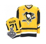 Men's CCM Pittsburgh Penguins #71 Evgeni Malkin Authentic Gold Throwback 2017 Stanley Cup Final NHL Jersey