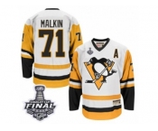 Men's CCM Pittsburgh Penguins #71 Evgeni Malkin Authentic White Throwback 2017 Stanley Cup Final NHL Jersey