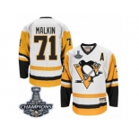 Men's CCM Pittsburgh Penguins #71 Evgeni Malkin Premier White Throwback 2017 Stanley Cup Champions NHL Jersey