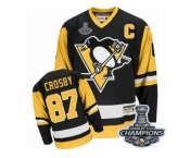 Men's CCM Pittsburgh Penguins #87 Sidney Crosby Authentic Black Throwback 2017 Stanley Cup Champions NHL Jersey
