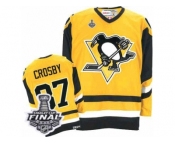 Men's CCM Pittsburgh Penguins #87 Sidney Crosby Authentic Yellow Throwback 2017 Stanley Cup Final NHL Jersey