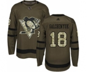 Men's Penguins #18 Alex Galchenyuk Green Salute to Service Stitched Hockey Jersey