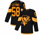 Men's Penguins #58 Kris Letang Black 2019 Stadium Series Stitched Hockey Jersey