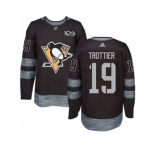 Men's Pittsburgh Penguins #19 Bryan Trottier Black 1917-2017 100th Anniversary Stitched NHL Jersey