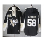 Men's Pittsburgh Penguins #58 Kris Letang Black Pullover Hoodie Stitched NHL Jersey