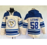 Men's Pittsburgh Penguins #58 Kris Letang Cream Sawyer Hooded Sweatshirt Stitched NHL Jersey