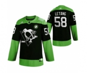 Men's Pittsburgh Penguins #58 Kris Letang Green Hockey Fight nCoV Limited Hockey Jersey