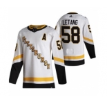 Men's Pittsburgh Penguins #58 Kris Letang White 2020-21 Reverse Retro Alternate Hockey Jersey