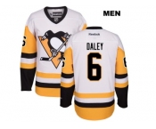 Men's Pittsburgh Penguins #6 Trevor Daley Reebok White Away Premier Player Jersey