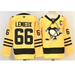Men's Pittsburgh Penguins #66 Mario Lemieux Gold 2025-26 With C Patch Alternate Stitched Hockey Jersey