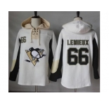 Men's Pittsburgh Penguins #66 Mario Lemieux White Pullover Hoodie Stitched NHL Jersey
