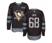 Men's Pittsburgh Penguins #68 Jaromir Jagr Black 1917-2017 100th Anniversary Stitched NHL Jersey