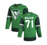 Men's Pittsburgh Penguins #71 Evgeni Malkin 2020 St. Patrick's Day Stitched Hockey Jersey Green