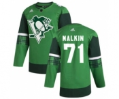 Men's Pittsburgh Penguins #71 Evgeni Malkin 2020 St. Patrick's Day Stitched Hockey Jersey Green