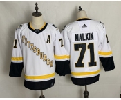 Men's Pittsburgh Penguins #71 Evgeni Malkin Authentic White Away Hockey Jersey