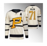 Men's Pittsburgh Penguins #71 Evgeni Malkin Cream 2023 Winter Classic Stitched Jersey