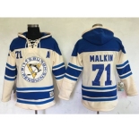 Men's Pittsburgh Penguins #71 Evgeni Malkin Cream Sawyer Hooded Sweatshirt Stitched NHL Jersey