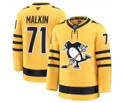 Men's Pittsburgh Penguins #71 Evgeni Malkin Gold 2025 Alternate Stitched Hockey Jersey