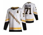 Men's Pittsburgh Penguins #71 Evgeni Malkin White 2020-21 Reverse Retro Alternate Hockey Jersey
