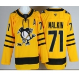Men's Pittsburgh Penguins #71 Evgeni Malkin Yellow Alternate Authentic Jersey
