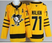 Men's Pittsburgh Penguins #71 Evgeni Malkin Yellow Alternate Authentic Jersey