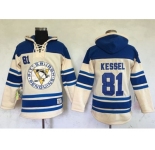 Men's Pittsburgh Penguins #81 Phil Kessel Cream Sawyer Hooded Sweatshirt Stitched NHL Jersey