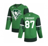 Men's Pittsburgh Penguins #87 Sidney Crosby 2020 St. Patrick's Day Stitched Hockey Jersey Green