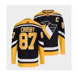 Men's Pittsburgh Penguins #87 Sidney Crosby Black 2022-23 Reverse Retro Stitched Jersey