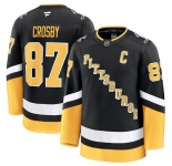 Men's Pittsburgh Penguins #87 Sidney Crosby Black 2024-25 Alternate Stitched Hockey Jersey
