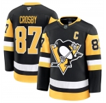 Men's Pittsburgh Penguins #87 Sidney Crosby Black 2024-25 Home Stitched Hockey Jersey